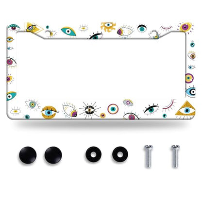 Colorful Evil Eye Stainless Steel License Plate Frame for US Cars Decor (Evil eyes)
