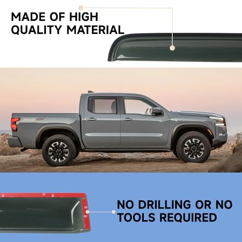 Window Visor Rain Guards Fit for Nissan Frontier Crew Cab 2005 (For 2005-2021 Frontier Crew Cab)