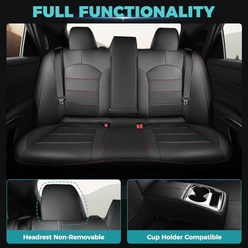 Custom Seat Covers for Toyota Camry 2018 (Black With Red Trim / 2018-2024 Camry LE/SE/SE Nightshade)