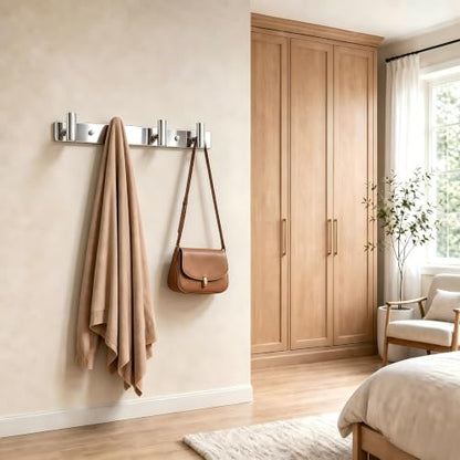 Wall Mounted Coat Rack ("T" Shape 4 Hooks - 1 Pack / Glossy)