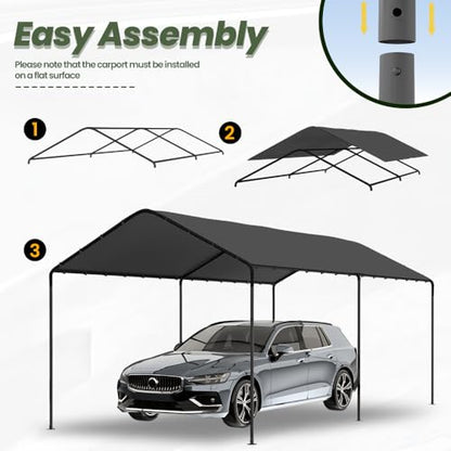 10x20 Carport Heavy Duty Portable Garage Shelter (Gray / 10x20 without sidewalls)