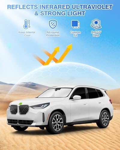 Window Shades for 2025 2026 BMW X3 Accessories Windshield Sun Shade Side Rear Window Covers Sunshade Sun Visor Shield Privacy Protection for Camping Keep Vehicle Cool Black 7PCS (BMW X3 2025-Present)