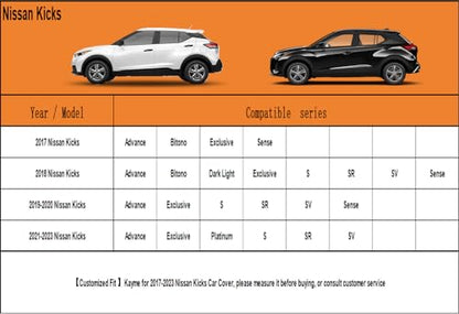 7 Layers Waterproof SUV Car Cover for Nissan Kicks 2017 (PE-Black / Custom Fit Nissan Kicks)