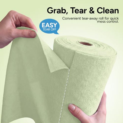 Microfiber Cleaning Cloth Roll (75 Count (Pack of 1) / Green)