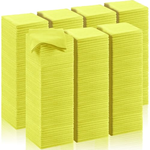 200 Pcs Microfiber Cleaning Cloth 16x16 Inch Microfiber Towels for Car Ultra Absorbent Cleaning Rags Reusable Lint Free Streak Free Detailing Towel for Car Washing Drying Dusting (Yellow)