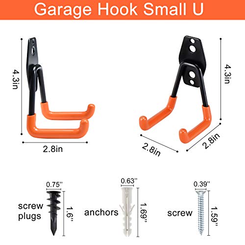 Heavy Duty Steel Garage Storage Hooks (10 X Small U hooks)