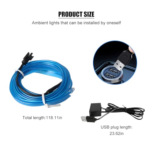 EL Wire Car LED Strip Lights (Blue / 10FT)
