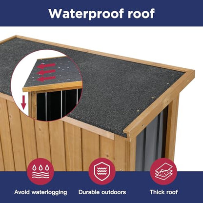 Wood & Metal Outdoor Storage Cabinet with Waterproof Roof (13.5" D x 34.5" W x 39" H)