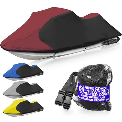 Jet Ski Cover Waterproof Fits 136" (Burgundy/Black / Fits from 136"-145"(3 seater))