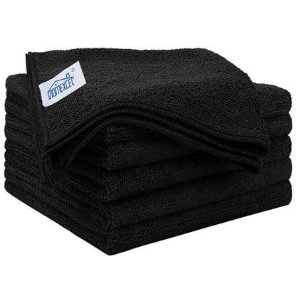 Black Microfiber Cleaning Cloth 6 Pack (Black / 12.5 x 12.5 Inch)