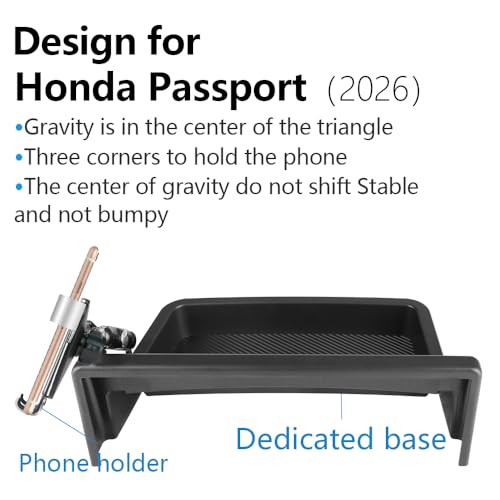 Car Phone Holder Center Console Organizer Tray for Honda Passport 2026 [12.3 inch Touch Screen] Auto Interior Accessories Cell Phones Mount Mobile Cellphone Stand Dashboard Screen Storage Accessory