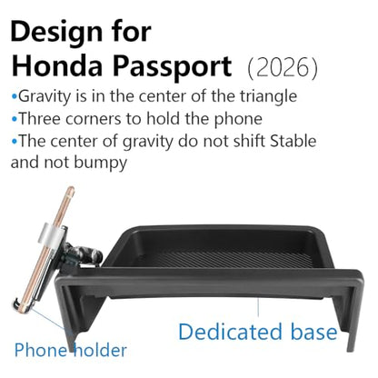 Car Phone Holder Center Console Organizer Tray for Honda Passport 2026 [12.3 inch Touch Screen] Auto Interior Accessories Cell Phones Mount Mobile Cellphone Stand Dashboard Screen Storage Accessory