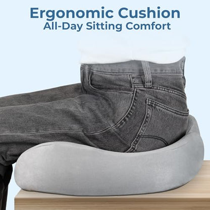 Seat Cushion Memory Foam Chair Cushion for Tailbone Pain Relief (Soft Gray / XX-Large)