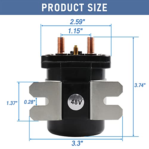 Heavy Duty 48V 4 Terminal Solenoid Heavy Duty 48V Solenoid Relay Switch Replacement For Club Car EZGO Yamaha Electric G19 Power Drive #586 Series Replace JR1 (48V For 1995-1998; G22,G23,G27,G29)
