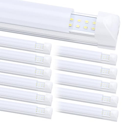 12-Pack), 8FT LED Shop Light Fixture, Super Bright 100W 6000K Cold White 15000LM, 8 Foot Led Lights, Flat 2 Rows Flat Shape 96" LED Shop Lights,Linkable T8 LED Tube Lights for Garage Warehouse (8FT 12PCS Frosted Cover)