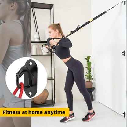 3 Pcs Resistance Band Wall Anchors System (Heart Hooks-Black-3Pcs)