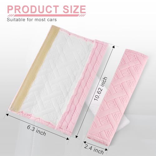 2 Pack Universal Car Shoulder Strap Pads Cover for A More Comfortable Driving (Pale Pink)
