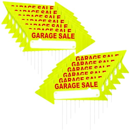 12 Pcs Garage Sale Signs with Stakes Double Sided (Yellow and Red)