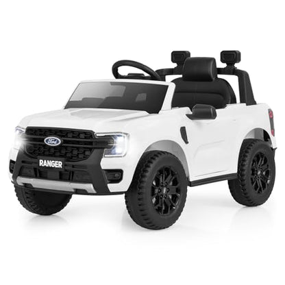 Ride On Car 12V Licensed Ford Ranger Electric Vehicle for Kids (White / 41.5” x 25” x 24”)