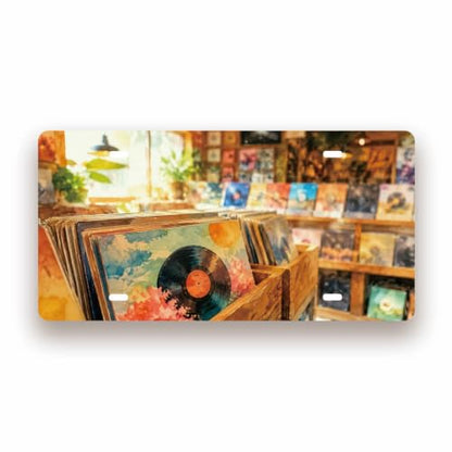 VINYL RECORD STORE SPACE Metal Tin Sign License Plate Bar Cafe Garage Cave Home Room Wall Bathroom Farmhouse Garden Porch Patio Decor (VINYL RECORD STORE LICENSE PLATE)