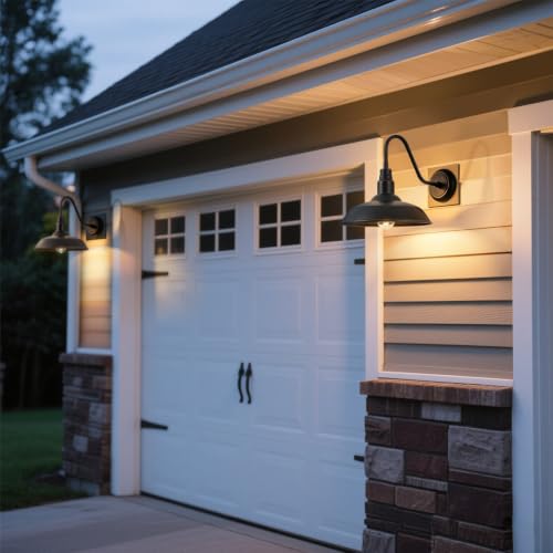 14in Outdoor Gooseneck Barn Light for Farmhouse (Bronze / 14" Dome)
