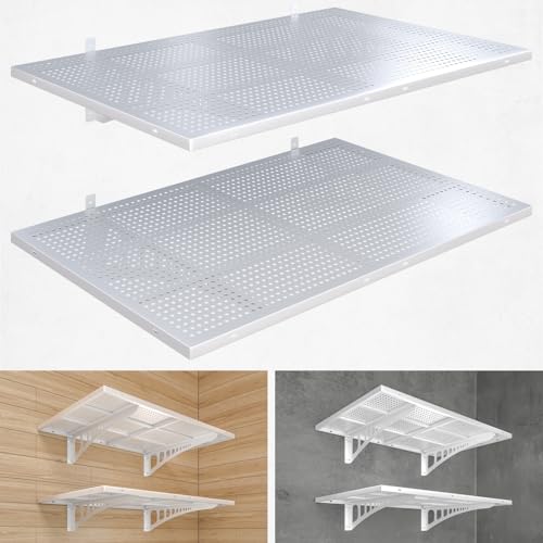 2 Pack 2x3ft Heavy Duty Garag e Wall Shelving (White / 2x3ft-2pack)