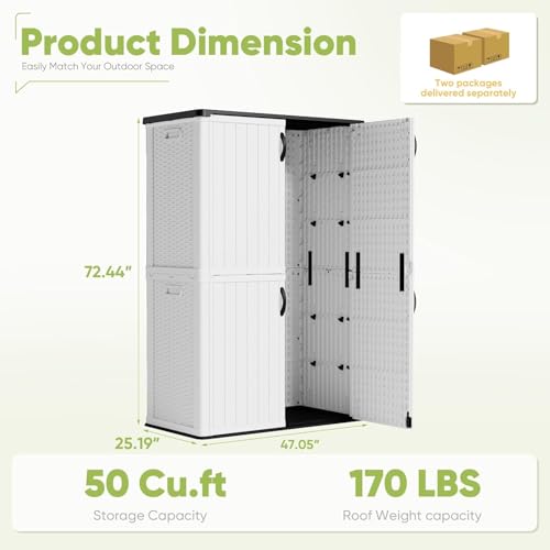 50 Cu Ft Outdoor Storage Cabinet (White / 50 Cu Ft/Vertical)