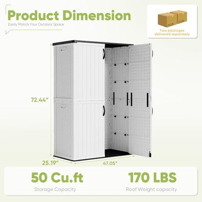 50 Cu Ft Outdoor Storage Cabinet (White / 50 Cu Ft/Vertical)