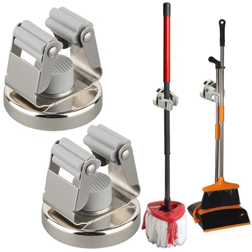 Magnetic Broom Holders (Anti-broken,Silver,2PCS)