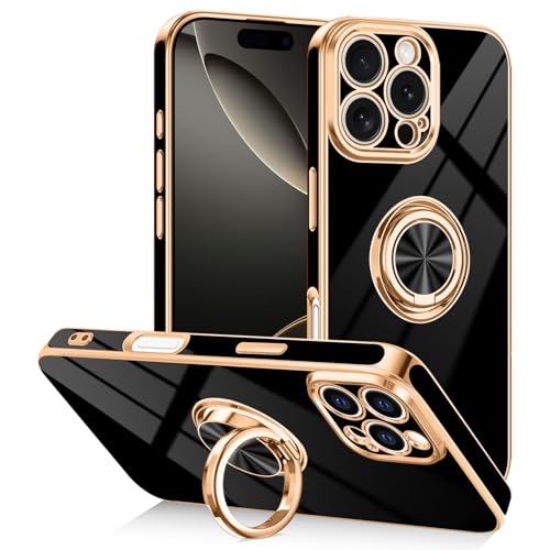 Designed for iPhone 16 Pro Case with Ring Stand Slim Black (Black / 6.3'' iPhone 16 Pro)
