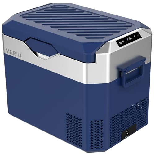Car Fridge Portable 12V Refrigerator 32 Quart 12 Volt Freezer Compressor Cooler 12V (Blue(Silver))