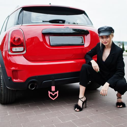 2 Pcs Devil Heart Shaped Car Handle Strap (Pink)
