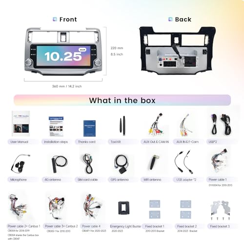 10.25" QLED Car Radio for 4Runner 2010 (Silver)