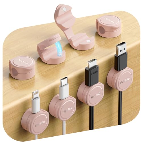 8 Pack Silicone Cord Organizer Magnetic Cable Clips (Pink)