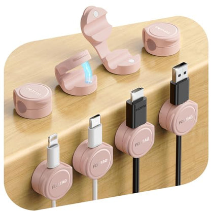 8 Pack Silicone Cord Organizer Magnetic Cable Clips (Pink)