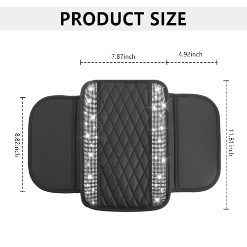 Upgraded Car Center Console Cover with Rhinestones (Upgraded Diamond - Bling Silver)