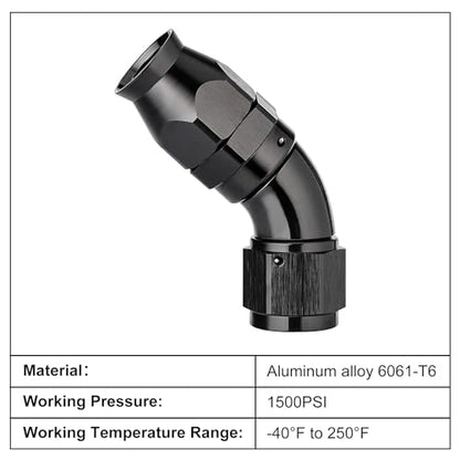 10AN 60 Degree PTFE One Piece Full Flow End Hose Fitting Aluminum Black (10AN / 60 Degree)