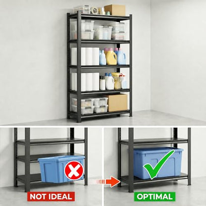 5 Tier Heavy Duty Storage Shelves with Lockable Casters (72" H X 31.5" W X 17" D,)