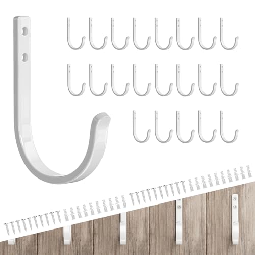 22LB Wall Hooks for Hanging Towel (White / 20 Pack)