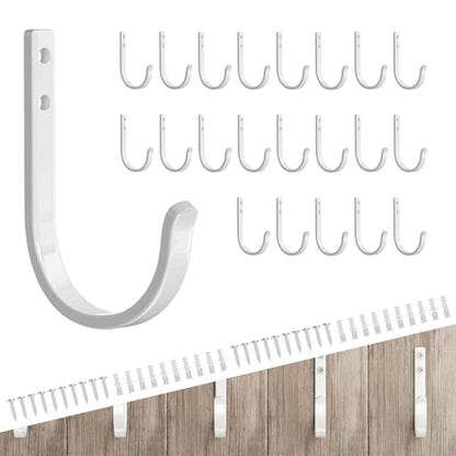 22LB Wall Hooks for Hanging Towel (White / 20 Pack)
