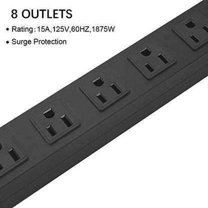 HHOSET Heavy Duty Long 8 Outlets (Black / 15ft)