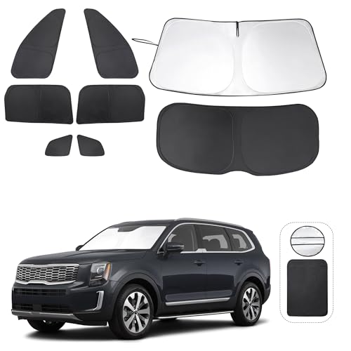 Window Shades for Kia Telluride 2020 2021 2022 2023 2024 2025 Accessories Car Side Full Windows Rear Triangular Windshield Sun Shade Sun UV Rays & Privacy Protection for Camping 8PCS (Kia Telluride 2020-2025)