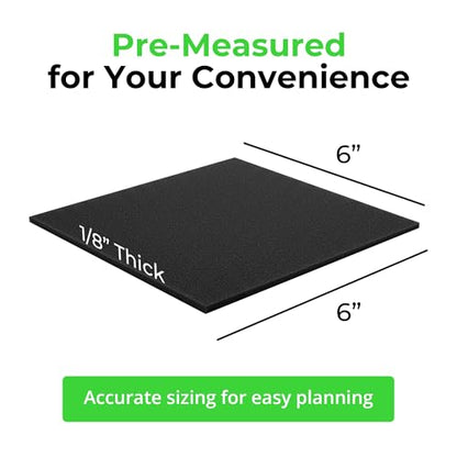 Anti Vibration Pads Furniture Pads Self Stick Versatile Adhesive Foam Rubber Pads Sheets for Appliances and Furniture (6" x 6" x 1/8" / Black)