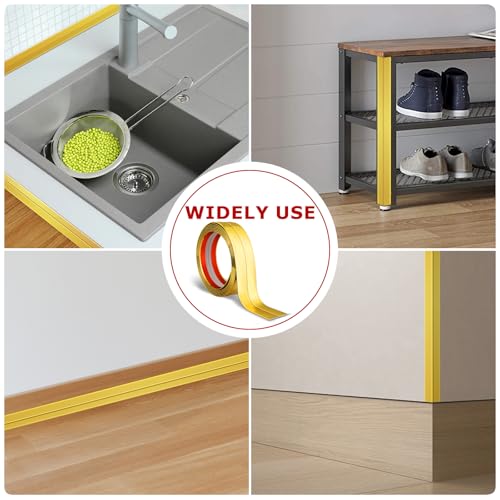 Wall Corner Protector Peel and Stick Corner Trim Molding (1.6 In x 40 Ft / Gold)
