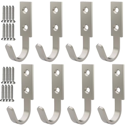 Hooks for Hanging Stainless Steel Heavy Duty Coat Hook Wall Hooks Robe Hanger Hooks Hanging Hat Key Holder for Towel (Silver)