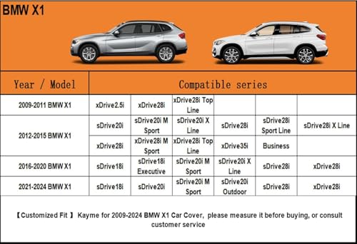 6 Layers Waterproof SUV Car Cover for BMW X1 2009 (LM-Silver / 6. Custom Fit BMW X1)