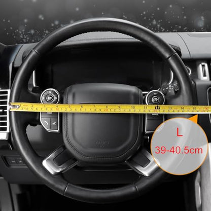 Breathable Car Steering Wheel Cover 16 inch Auto Universal Leather Wrap Non (A-Grey / L (15.5"-16"))