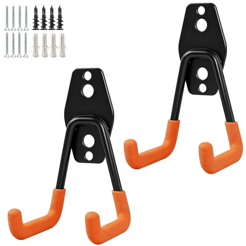 2 Pack Garage Storage Utility Hooks (Matte Orange)