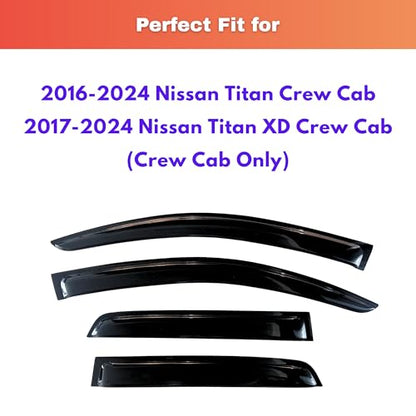 Rain Guards Window Visors for 2016 (2016-2024 Titan Crew Cab)