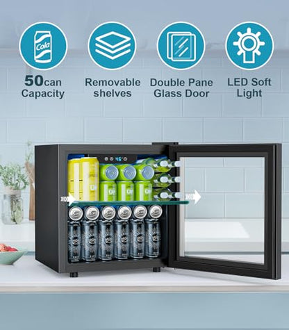50 Cans Beverage Refrigerator Cooler (Black)